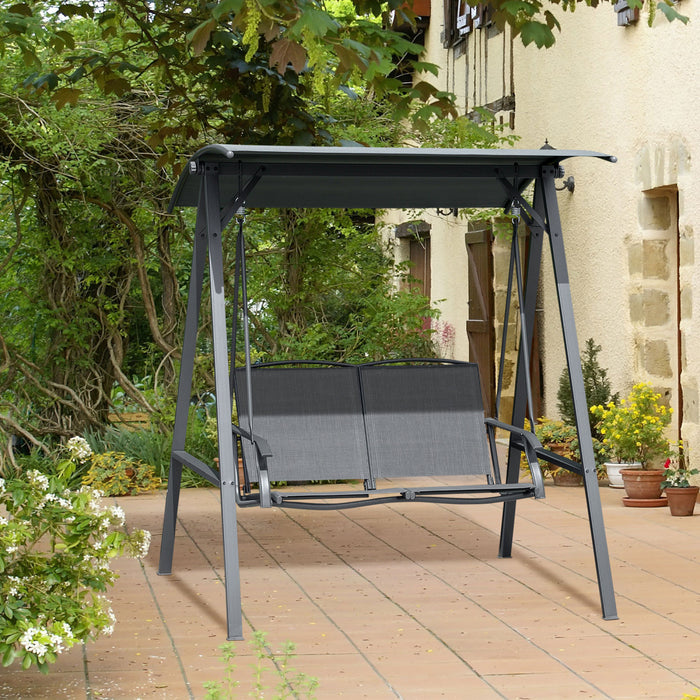 Outsunny Balancelle de Patio 2 Places avec Toit Reglable et Cadre en Acier