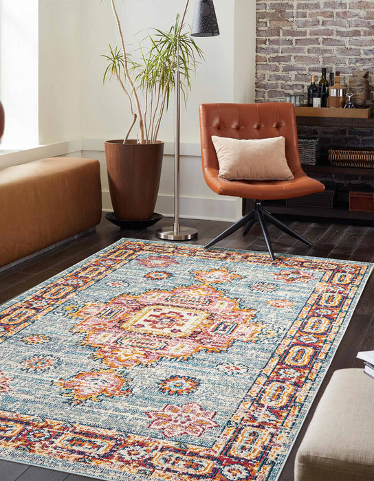 Tapis Traditionnel Lotus 8'0\" x 10'0\" en Bleu