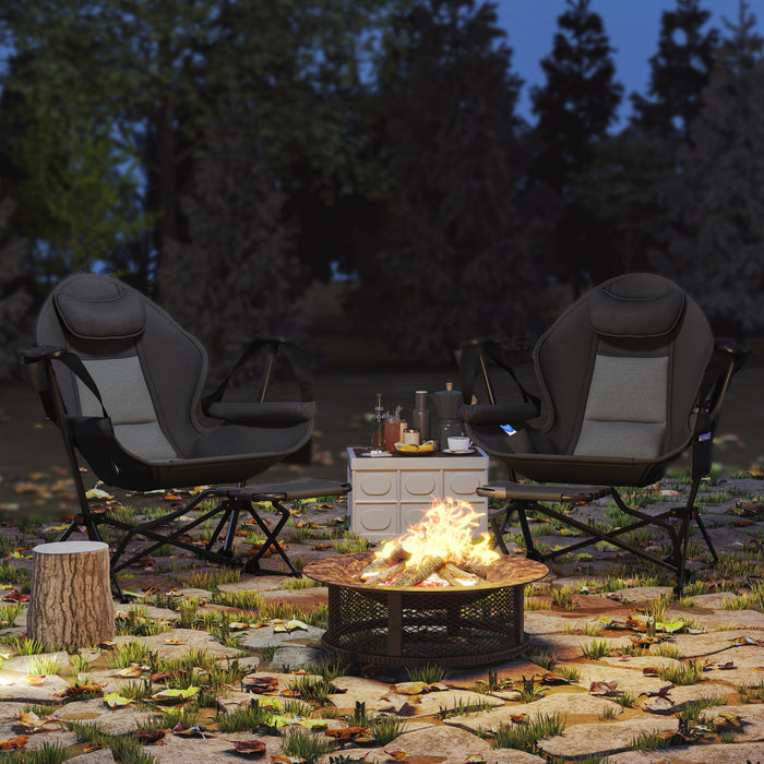 Outsunny Ensemble De 2 Chaises De Camping Hamac Avec Dossier Reglable