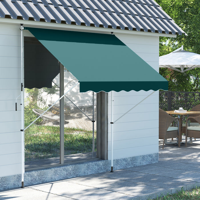 Outsunny Store Banne Manuel Retractable Inclinaison Reglable Installation Rapide Metal Alu Polyester Vert
