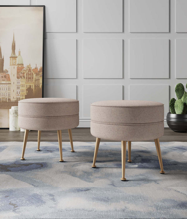 Lot de 2 poufs d’appoint Bailey style milieu du siecle moderne, tissu ble