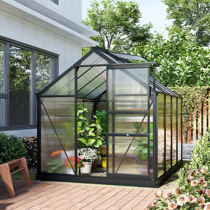 Outsunny Serre Chaude De Jardin De Plain-pied Avec Porte Coulissante