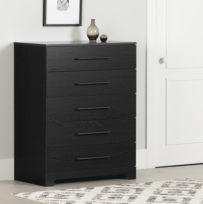 Commode verticale Primo à 5 tiroirs - chêne noir