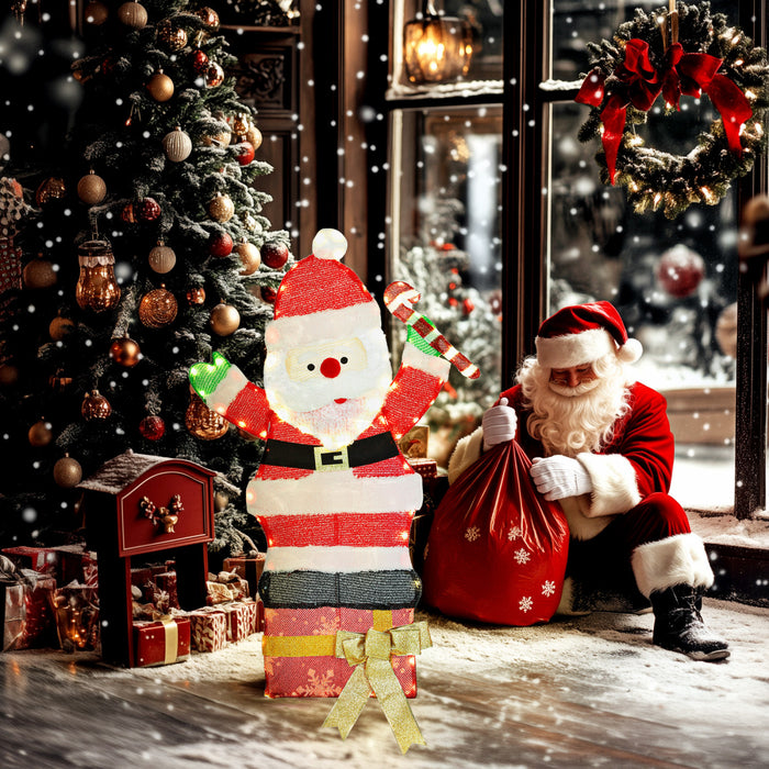 Outsunny Pere Noel Lumineux de 3\" Decoration de Noel Interieur et Exterieur