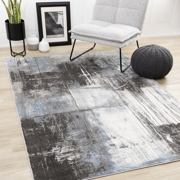 Tapis Hadley au design decolore bleu gris taupe, 5'3\" x 7'7\"