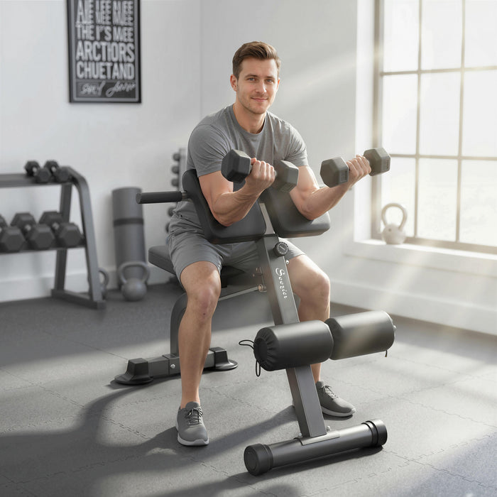 Soozier Banc Romain, Banc Hyperextension Pliable, Argent