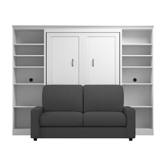 Lit double escamotable Versatile de Bestar avec sofa et organisateurs de garde-robe (109 po [L]) - blanc