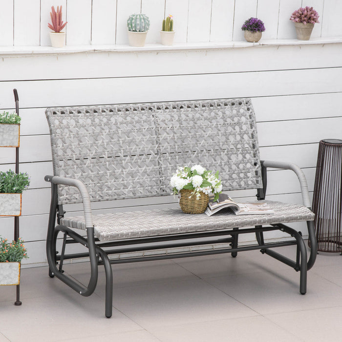 Banc De Balancement Exterieur En Osier Pour 2 Personnes Outsunny, Gris Mixte