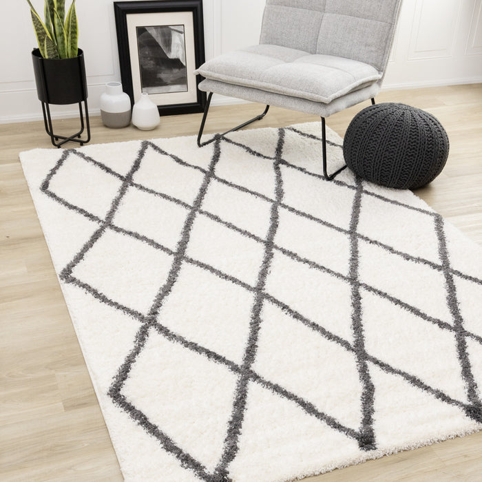 Tapis Fairmont treillis blanc gris, 7'10'' x 10'6''