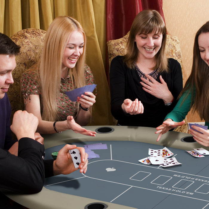 Table de poker pliable Soozier 178 cm, pour 8 joueurs, design Blackjack, Bleu