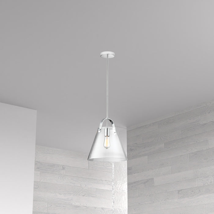 Luminaire suspendu moyen Polly de Dainolite en verre transparent, avec fini chromé poli et 1 ampoule