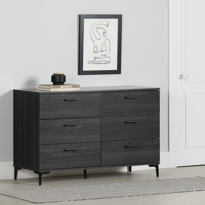  Commode Musano à 6 tiroirs avec pattes en métal - chêne gris