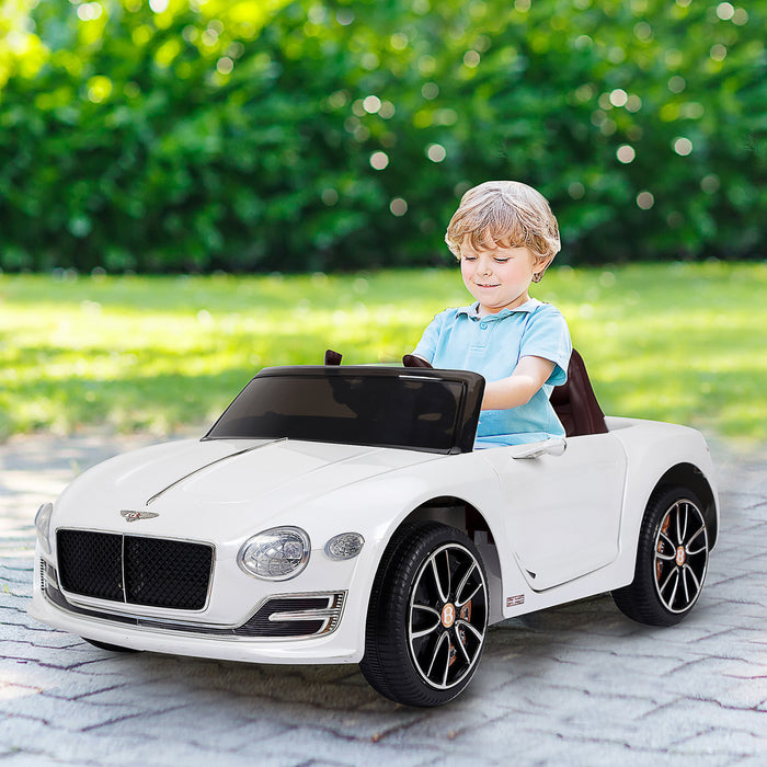 Aosom 12v Vehicules Electriques A Piles Bentley Sous Licence Avec Telecommande Parentale, Phares, Mp3, 2 Vitesses, Port Usb - Blanc