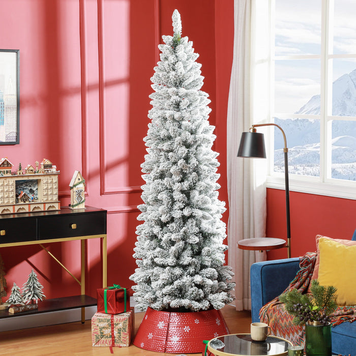 Homcom Arbre De Noel Artificiel Floque De 7 Pieds Avec Base En Acier, Vert