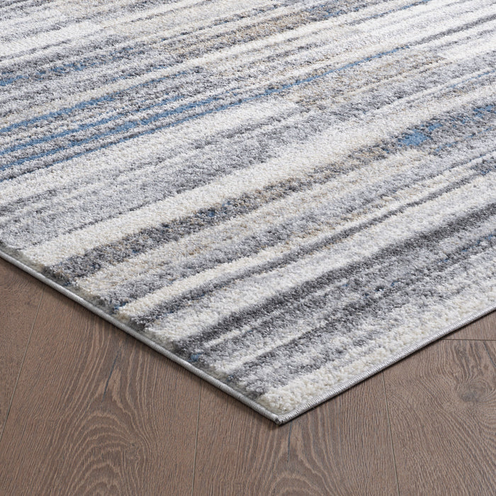 Carpette Darius grise à motif de vagues cubiques - 6 pi 7 po x 9 pi 6 po