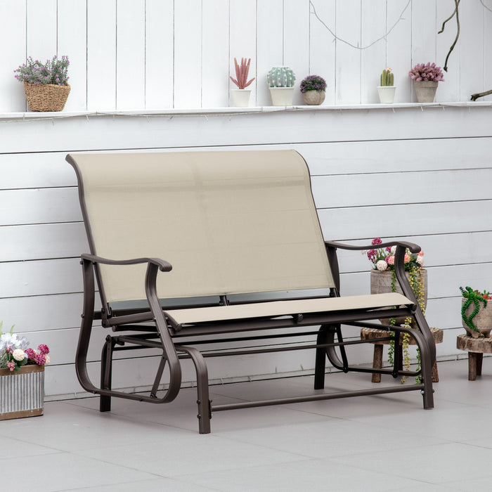 Chaise A Bascule Exterieure Outsunny Pour 2 Personnes, Pour L'exterieur, Le Jardin, Kaki