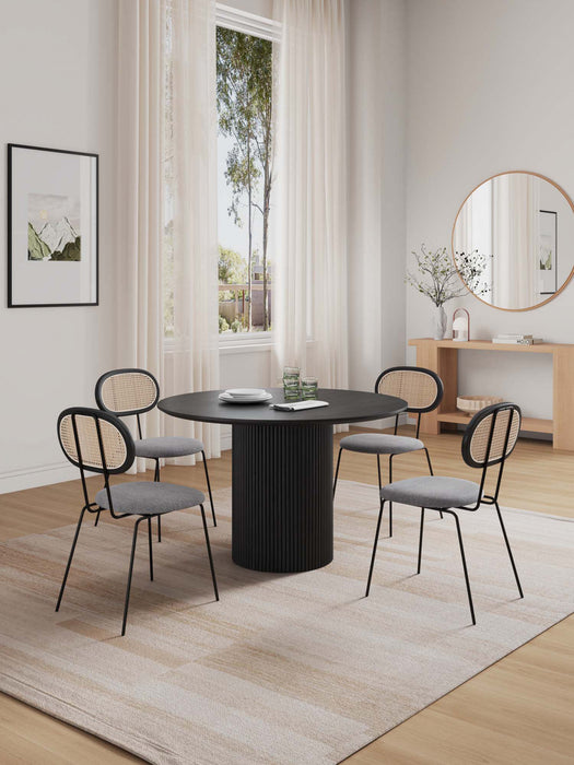 Ensemble de salle a manger chic industriel moderne Hathaway et Jardin 5 pieces, noir et gris