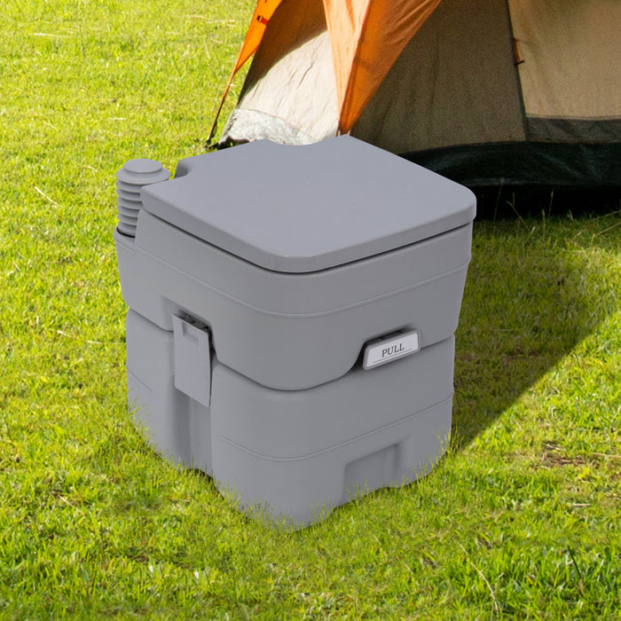 Outsunny Toilettes Portatives, Toilettes De Voyage Avec Couvercle, Gris