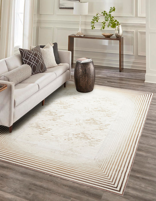 Tapis Contemporain/Moderne Ramona 5'0\" x 8'0\" en Brun clair
