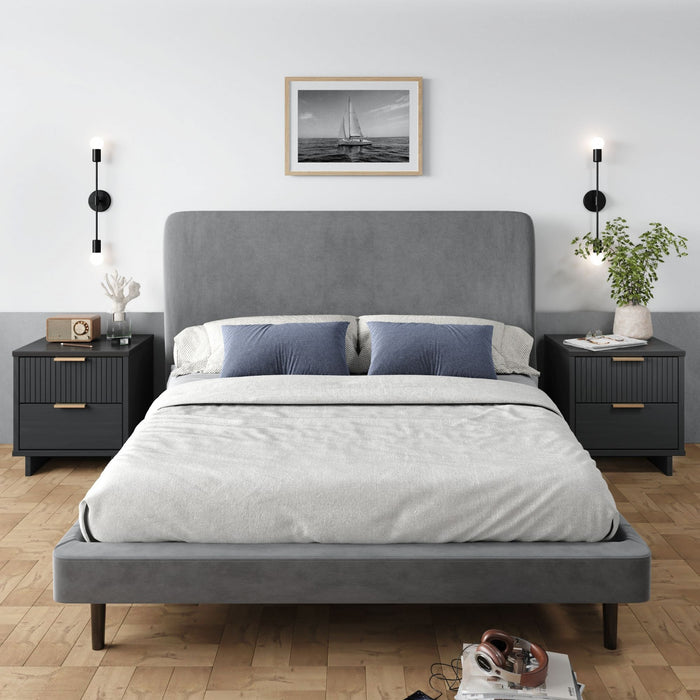 Table de nuit Granville Modern 18\" en gris charbon (2 tiroirs) - Lot de 2