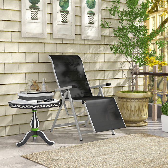 Chaise Longue Pliable Outsunny Avec Dossier Et Repose-pieds Reglables, Noir