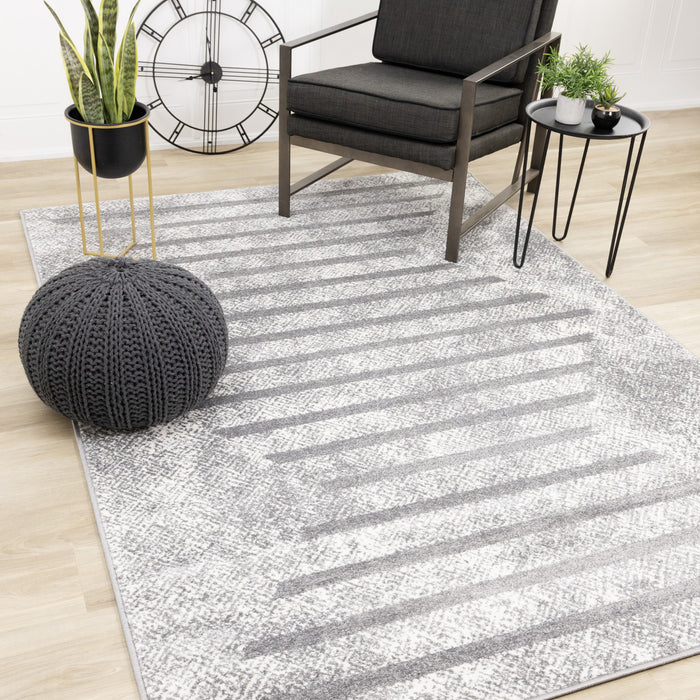 Carpette Covington à motifs de lignes géométriques vieillies pour l'intérieur - 7 pi 10 po x 10 pi 6 po