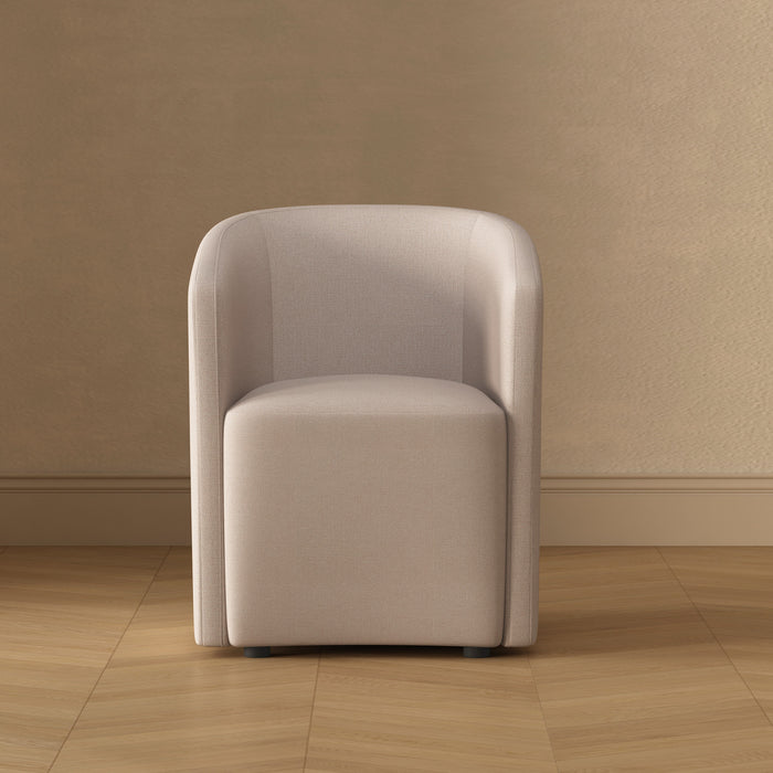 Fauteuil contemporain moderne Hearth en tissu avec accoudoirs, coloris orge