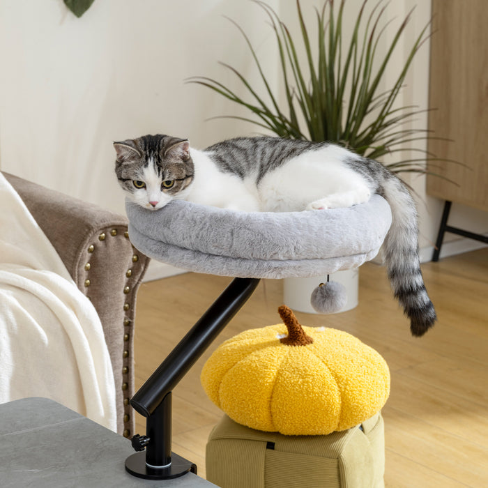 Lit de bureau pour chat, hauteur ajustable rotative a 360°
