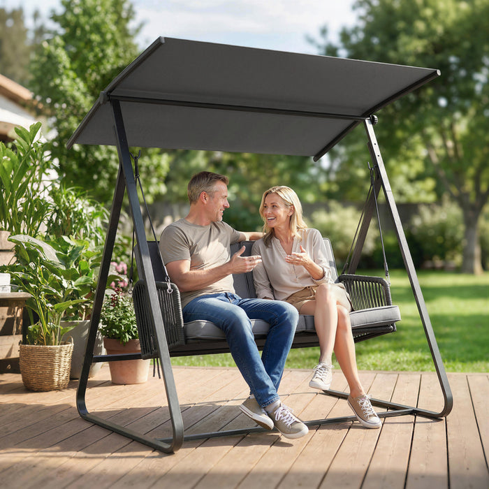 Outsunny - Balancoire de jardin pour 2 personnes avec auvent reglable