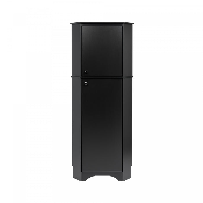 Armoire de rangement haute en coin Elite à 2 portes - noire