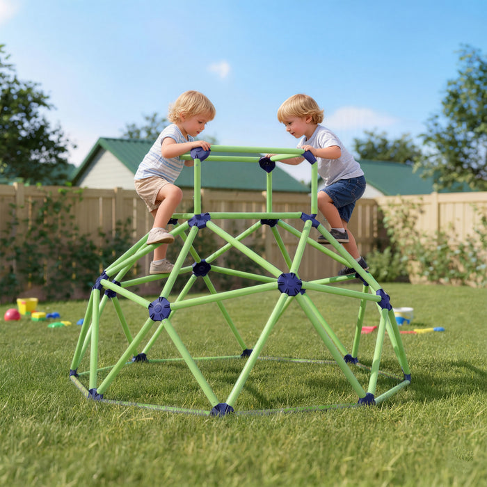 Qaba Dome d'Escalade, Dome Geometrique de 1,82 m, Gymnase de Jungle Interieur/Exterieur pour Enfants 3-8 Ans, Resistant aux UV, Impermeable, Cadeau pour Garcons et Filles, Vert