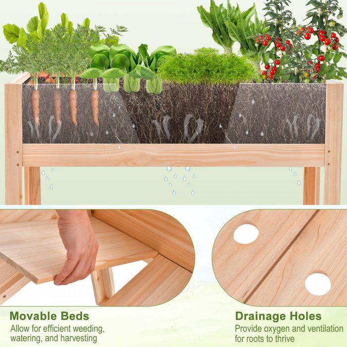 Costway A Souleve Le Lit De Jardin En Bois 31 \"terrarium De Plante De Boite De Plante Elevee Avec Trous De Drain