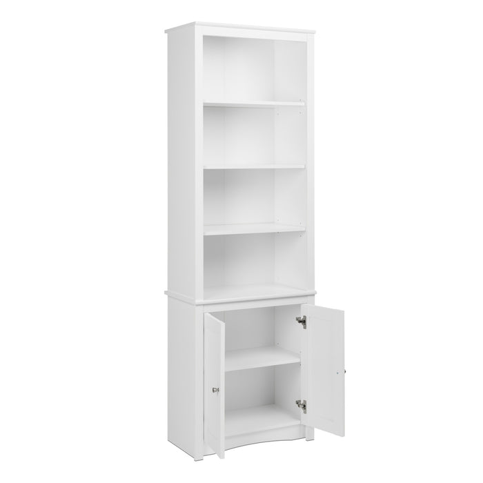 Bibliothèque haute avec 2 portes de style Shaker - blanche