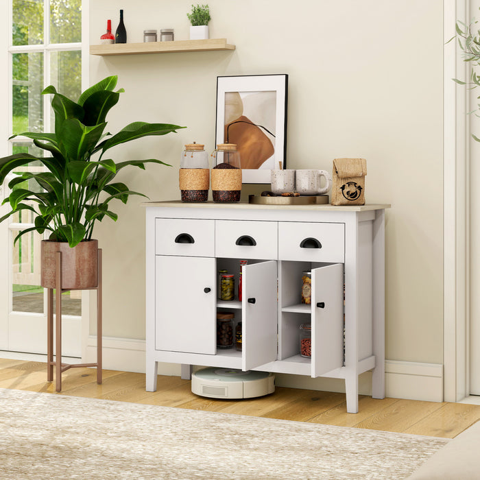 HOMCOM Buffet, meuble de bar de cuisine 40 pouces, blanc