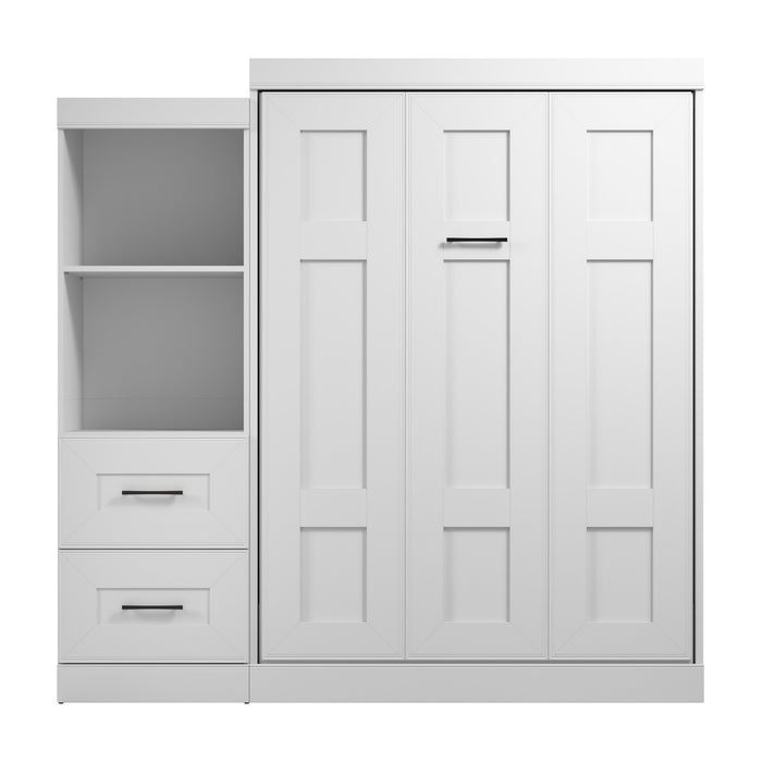 Lit double escamotable Edge de Bestar avec organisateur de garde-robe et tiroirs (85 po [L]) - blanc