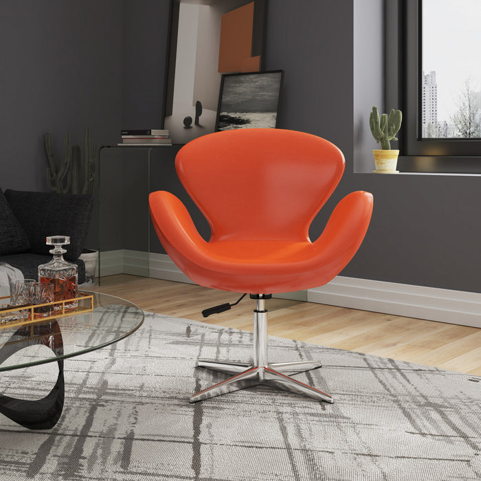 Fauteuil lounge pivotant moderne Raspberry en tissu orange - Lot de 2