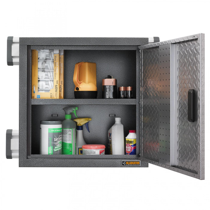 Armoire murale GearBox de série Premier de 24 po de Gladiator - bande de roulement argentée
