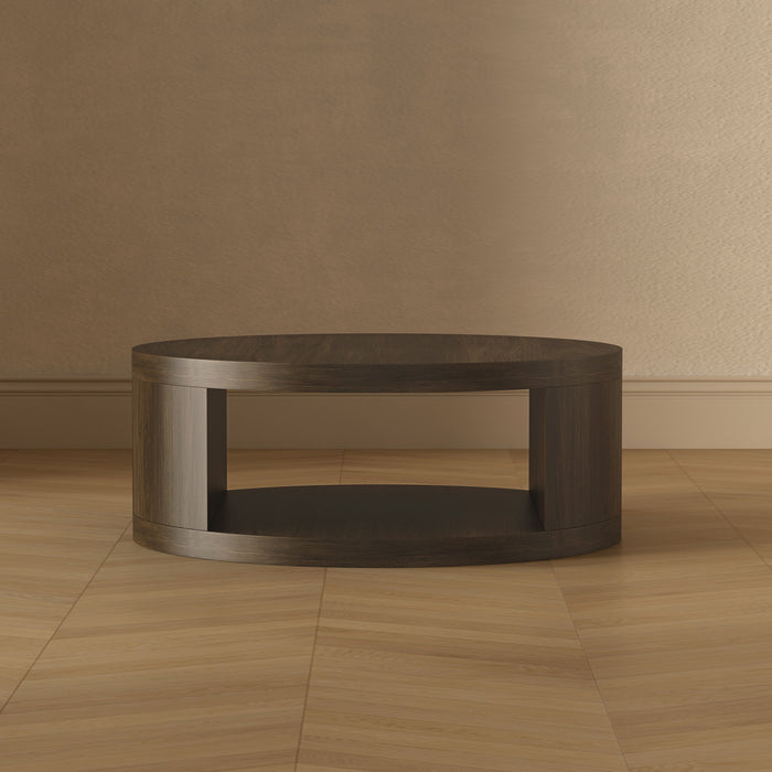 Table basse ronde contemporaine Alure 36\" en noyer