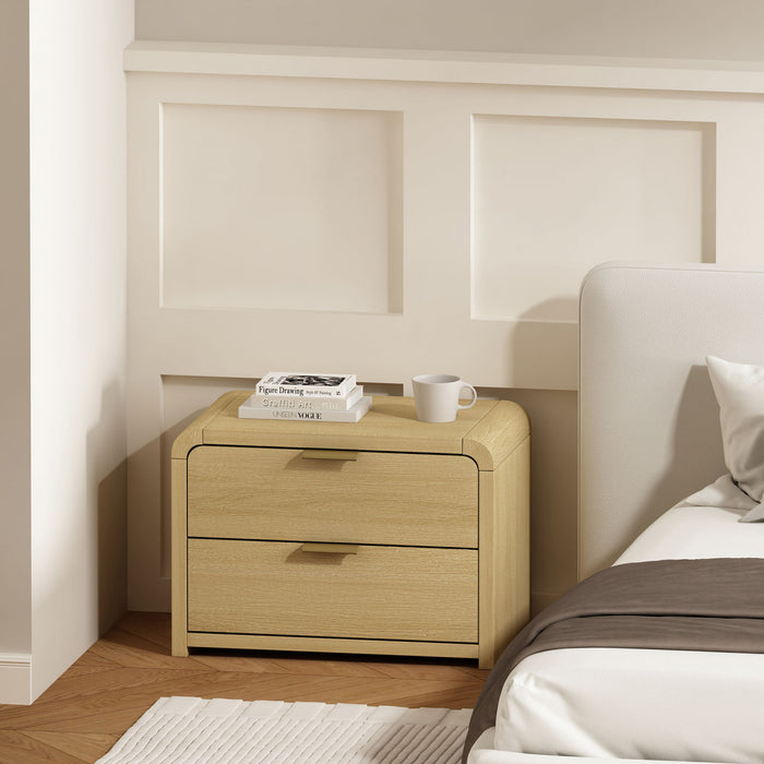 Table de nuit Grace Modern 28\" en chene naturel et or
