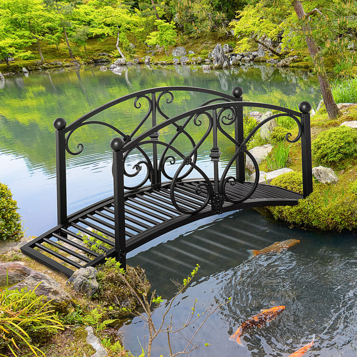 Outsunny Pont De Jardin 3,3', Pont D'etang Avec Garde-corps, Noir
