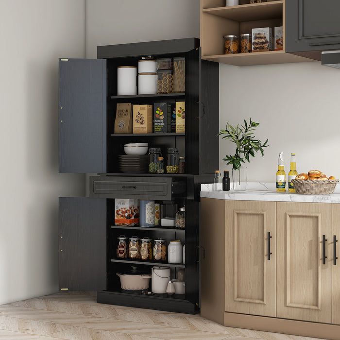 HOMCOM Garde-manger de cuisine 71\" avec 4 portes et 2 grands placards