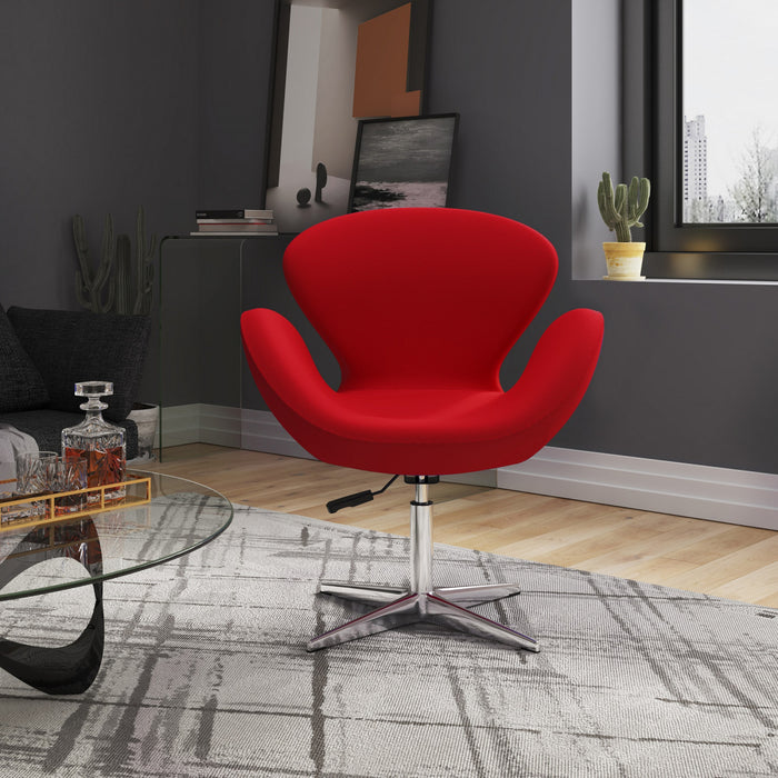 Fauteuil lounge pivotant moderne en tissu Raspberry rouge - Lot de 2