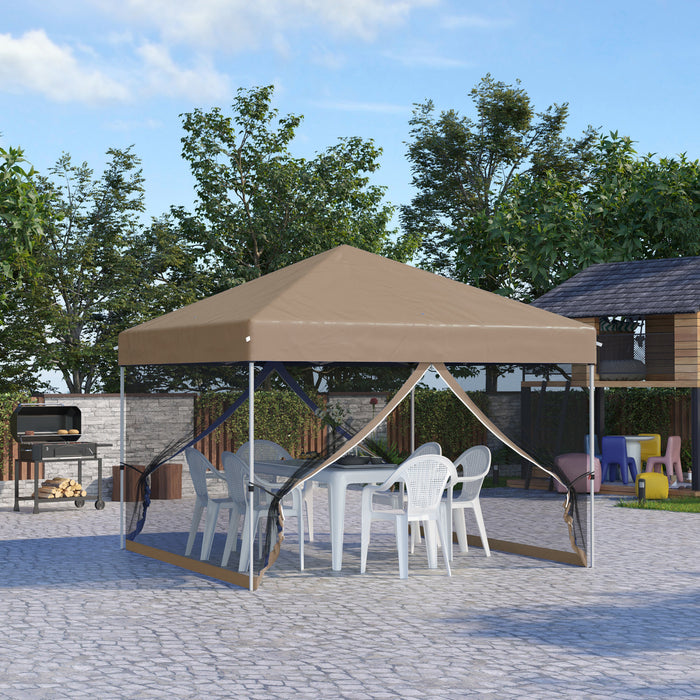 Outsunny 10' X 10' Tente D'exterieur Pop-up Avec Parois En Maille