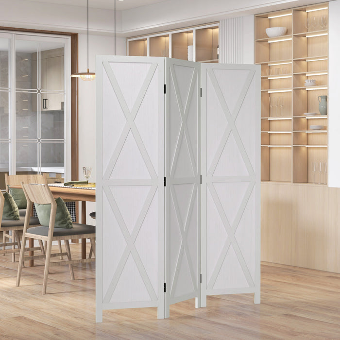 Homcom Ecran De Confidentialite A 3 Panneaux Design Pliable 5,6 Pi, Blanc