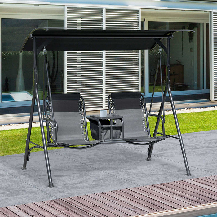 Outsunny Balancelle De Jardin 2 Places, Noir