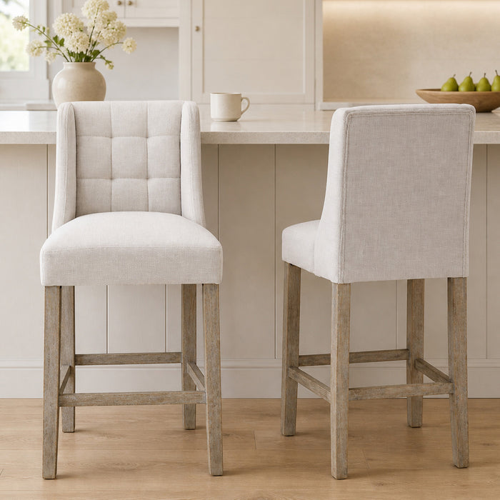 HOMCOM 2 Tabourets de Comptoir Moderne Tissu Beige