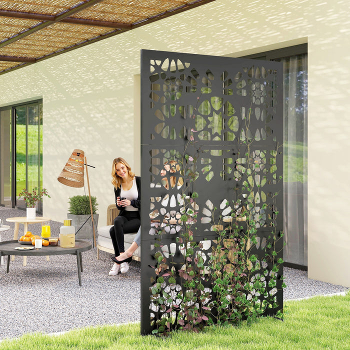 Outsunny Ecran d'intimite exterieur en metal de 72\" x 38\", noir
