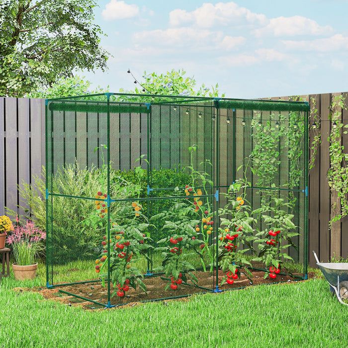 Outsunny Cage de culture 240 x 120 cm, tente de protection pour plantes avec portes zippees