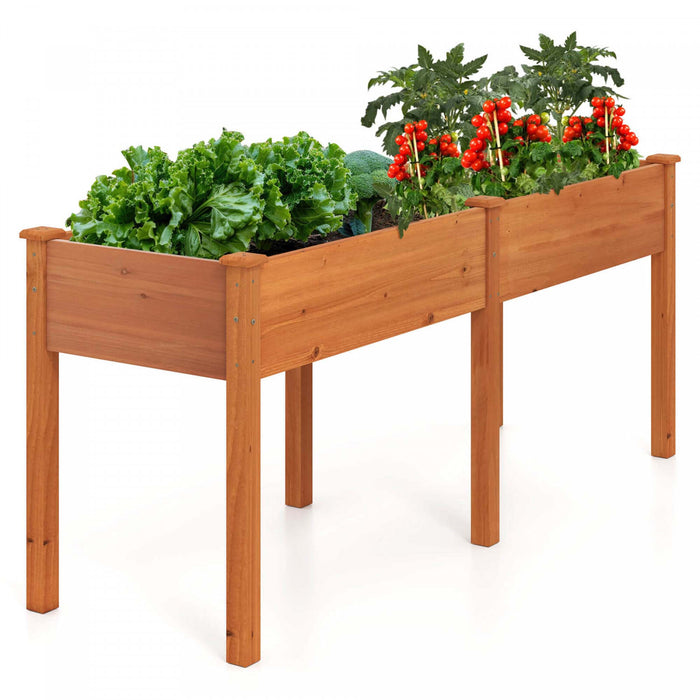 Costway Exterieur Souleve Lit De Jardin Avec Les Jambes 73x23x30in Bois Planter Boite Avec Panneau Diviseur Marron