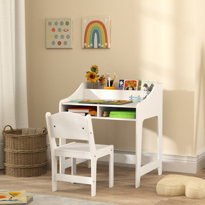 Qaba Ensemble Bureau Et Chaises Pour Enfants Avec Etageres De Rangement